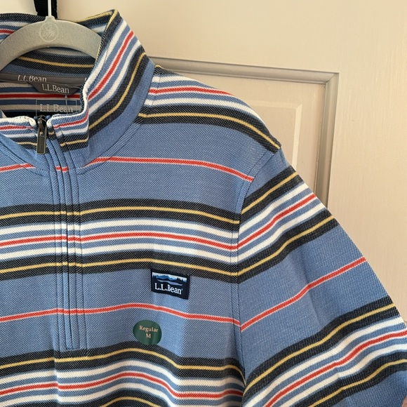 Men's Comfort Stretch Piqué Quarter Zip Pullover, Long-Sleeve, Stripe MEDIUM - Picture 3 of 5